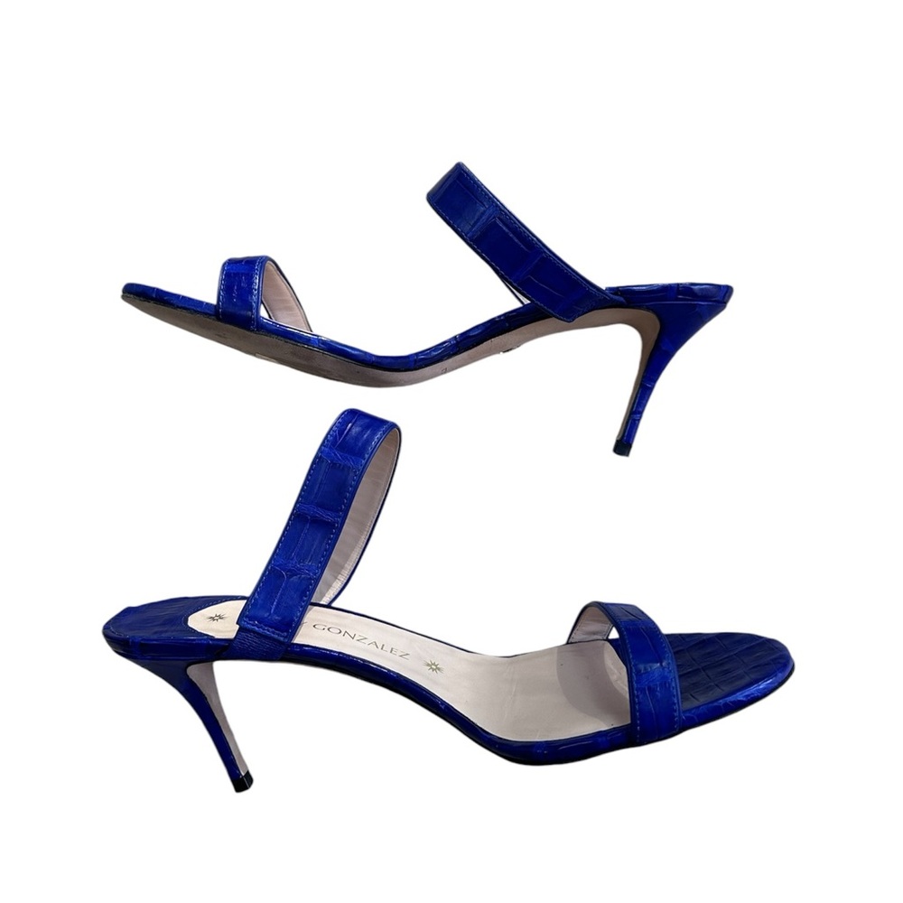 Nancy Gonzalez Maria 70 Genuine Crocodile Cobalt Blue Sandal Sz 39 - Picture 2 of 8